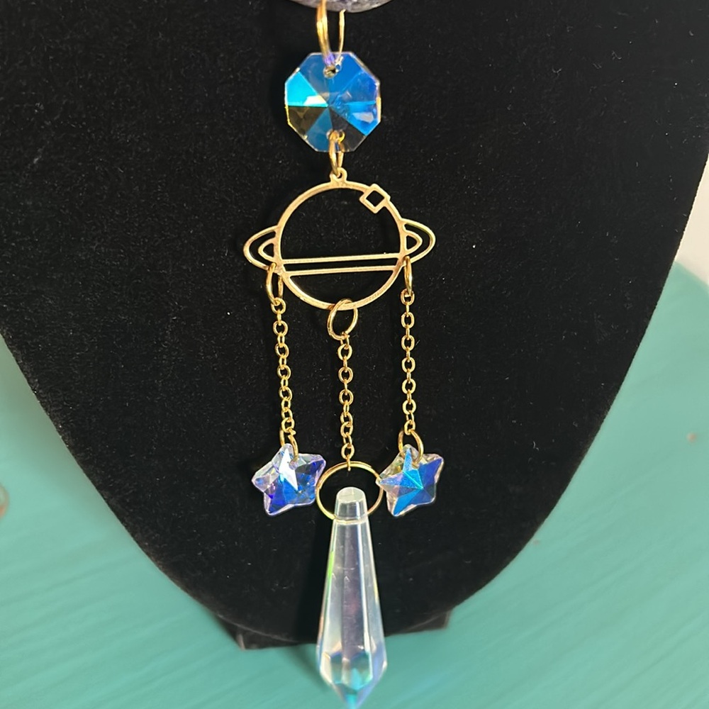 New Sliced Agate Suncatcher Celestial Lunar Moon, Stars Home and Garden Decor - Picture 5 of 6
